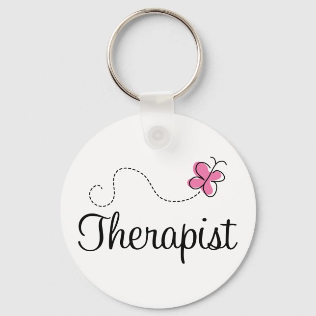 Cute Pink Butterfly Therapist Key Ring (Front)