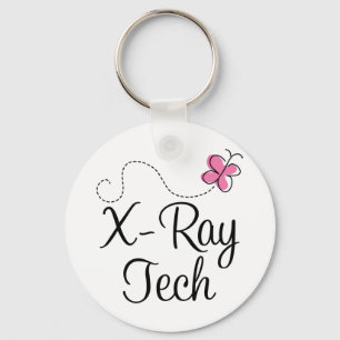 Cute Pink Butterfly X-ray tech Key Ring