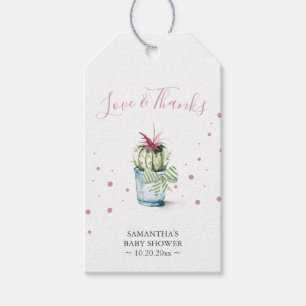 Cute Pink Cactus Watercolor Gift Tags