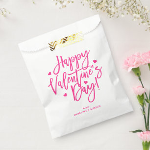 Cute Pink Calligraphy Script Happy Valentine's Day Favour Bags