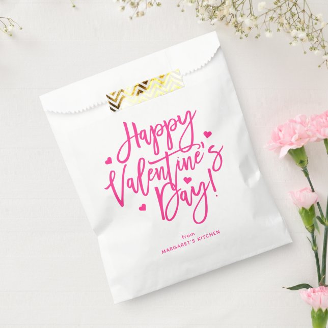Cute Pink Calligraphy Script Happy Valentine's Day Favour Bags (Sealed)