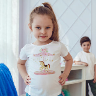 Cute pink carousel with a pony illustration toddler T-Shirt