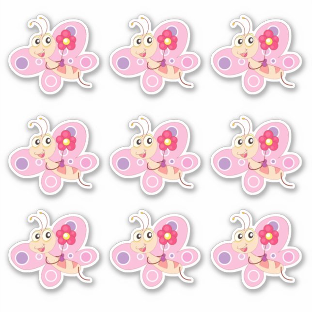 Cute Pink Cartoon Butterfly (Front)