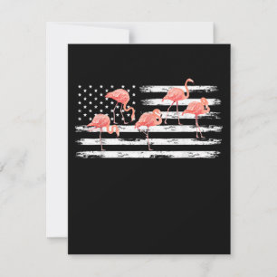 Cute Pink Cartoon Flamingo USA Flag 4th Of July Invitation