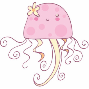 Cute Pink Cartoon Jellyfish Design Standing Photo Sculpture