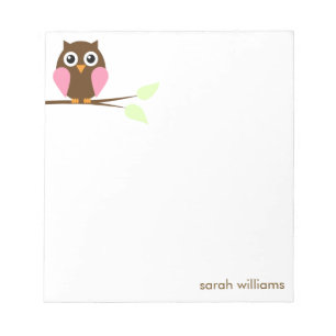 Cute Pink Cartoon Owl Notepad