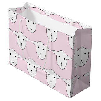 Cute Pink Cartoon Sheep Pattern Large Gift Bag