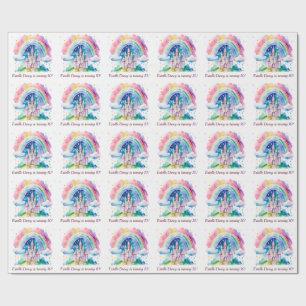 Cute Pink Castle Girls Fairytale Birthday Wrapping Paper