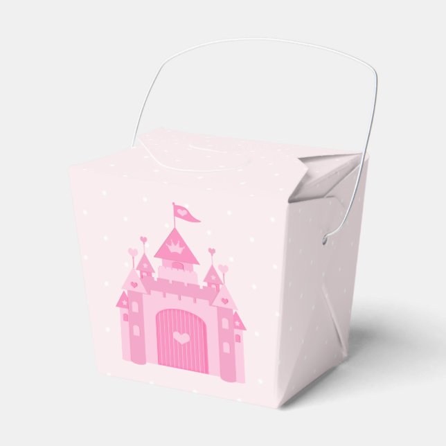 Cute Pink Castle Princess Birthday Party Favour Box (Front Side)