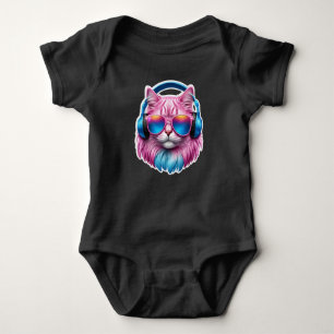 Cute Pink Cat Baby Bodysuit