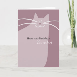 Cute Pink Cat Birthday Card