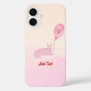Cute Pink Cat iPhone 16 Case