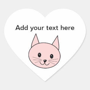 Cute Pink Cat Heart Sticker