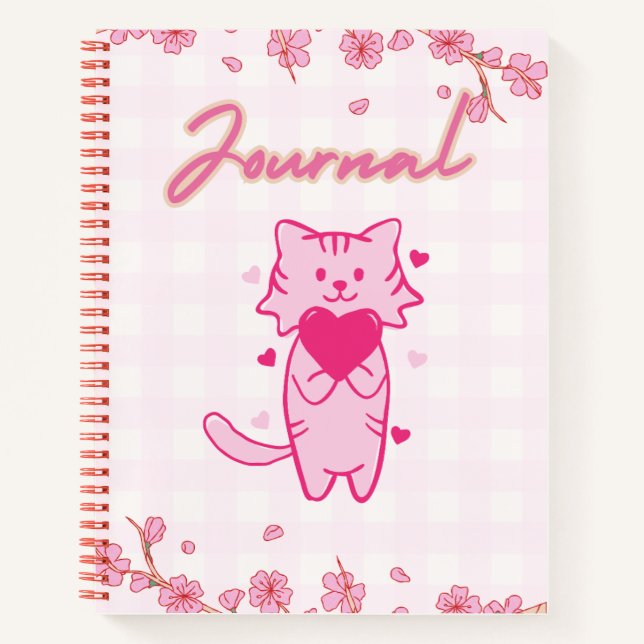 Cute pink cat Journal 🌸😺✨🍓 (Front)