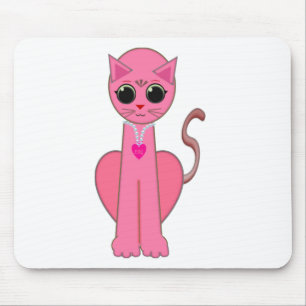 Cute pink cat mouse mat