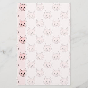 Cute Pink Cat Pattern Stationery