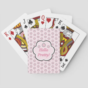 Cute Pink Cat Paw Hello Pretty Playing Cards