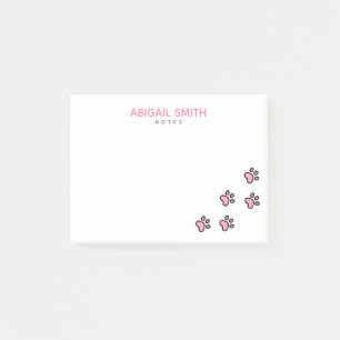 Cute Pink Cat Paw Prints - Personalized  Post-it Notes