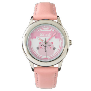 Cute Pink Cat  - Personalised Kids Watch