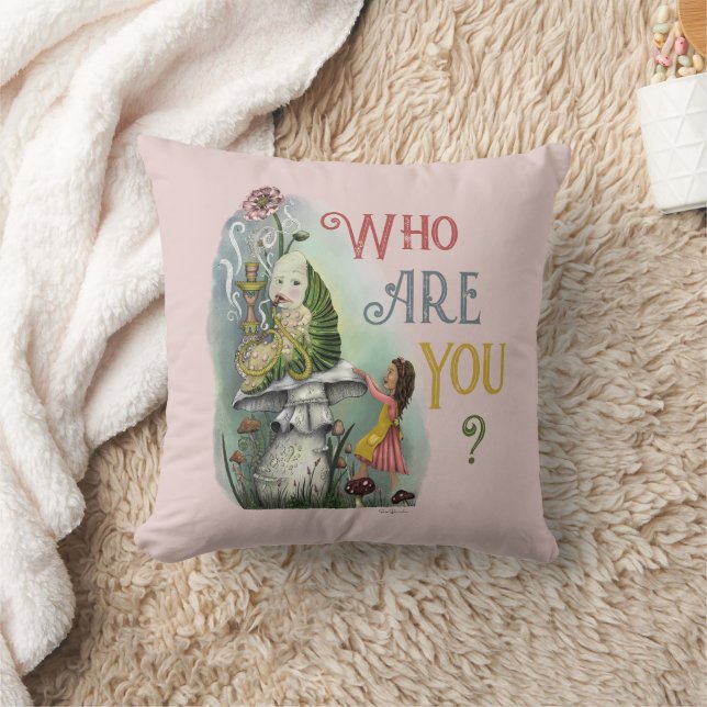 Cute Pink Caterpillar in Alice in Wonderland Art Cushion (Blanket)
