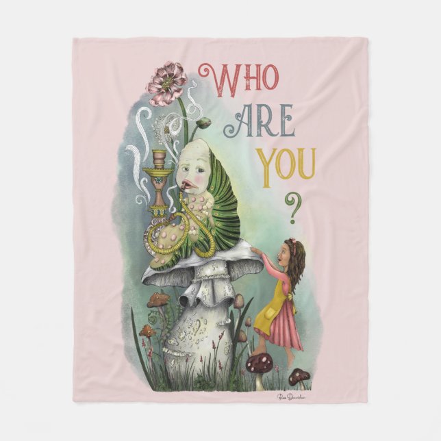 Cute Pink Caterpillar in Alice in Wonderland Art Fleece Blanket (Front)
