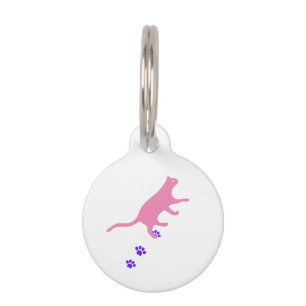 Cute pink cats with purple paws id pet. Pet Tag