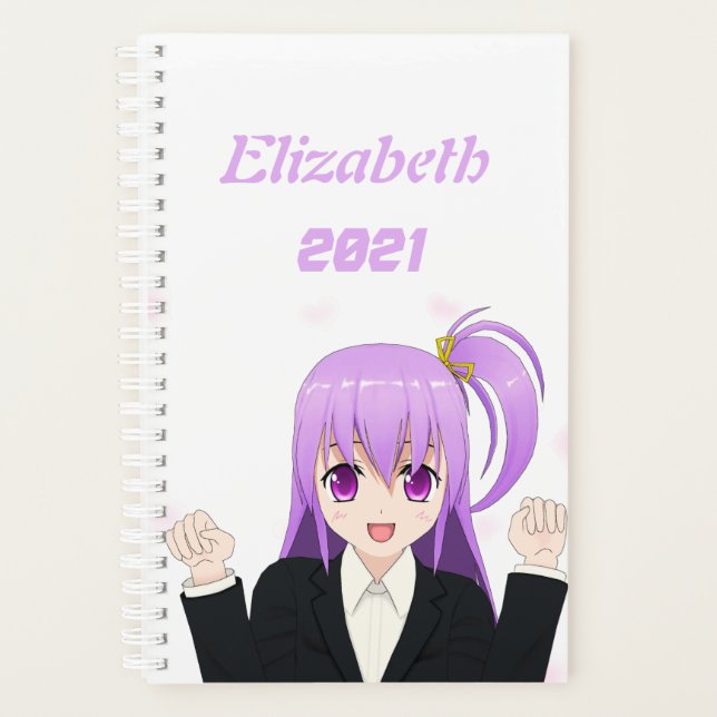 Cute pink cheerful Anime Girl Japanese 2023 Planner (Front)