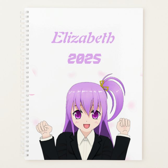 Cute pink cheerful Anime Girl Japanese 2025 Planner (Front)