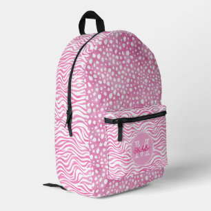 Cute Pink Cheetah & Zebra Pattern   Monogrammed Printed Backpack