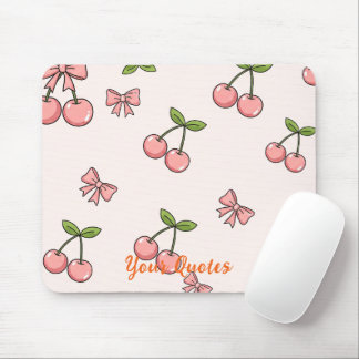 Cute Pink Cherries & Bows Seamless Pattern Mouse Mat