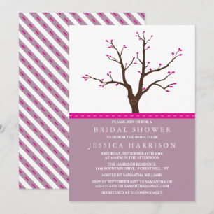 Cute Pink Cherry Blossom Tree Bridal Shower Invitation