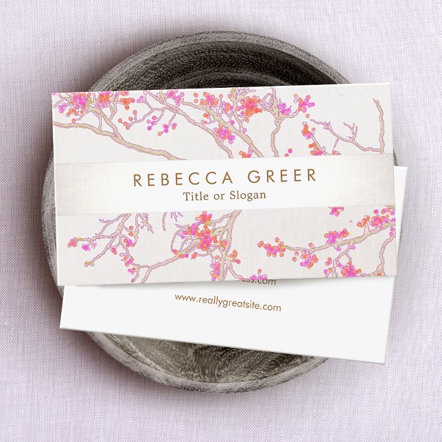 Cute Pink Cherry Blossoms Floral Beauty Business Card (cherr)