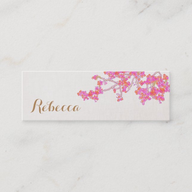 Cute Pink Cherry Blossoms Floral Nature Mini Business Card (Front)