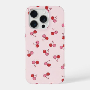 Cute Pink Cherry Fruit Pattern iPhone 15 Pro Case