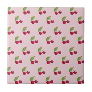 Cute Pink Cherry Pattern Tile