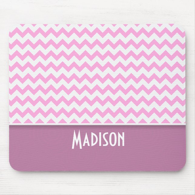 Cute Pink Chevron Mouse Mat (Front)