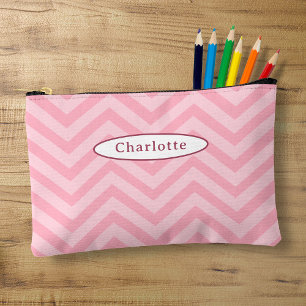 Cute Pink Chevron Pattern Pencil Case Accessory Pouch