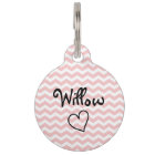 Cute Pink Chevron Personalised Pet Tag
