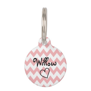 Cute Pink Chevron Personalised Pet Tag