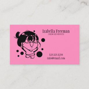 Cute Pink Children Girly Babysitting Business Card