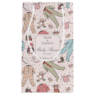 Cute Pink Christmas Baby Shower Small Gift Bag