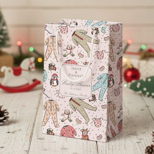 Cute Pink Christmas Baby Shower Small Gift Bag