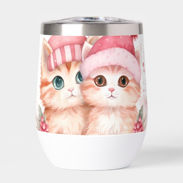 Cute Pink Christmas Cat Pattern (Front)