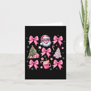 Cute Pink Christmas Coquette Bow Santa Hot Cocoa G Card