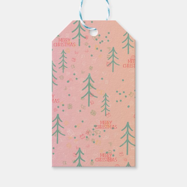 Cute Pink Christmas Gift Tags (Front)