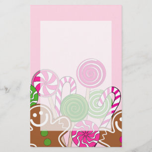 Cute pink Christmas gingerbreads Stationery