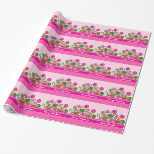 Cute pink Christmas gingerbreads Wrapping Paper