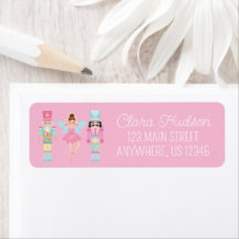 Cute Pink Christmas Nutcracker Address Labels