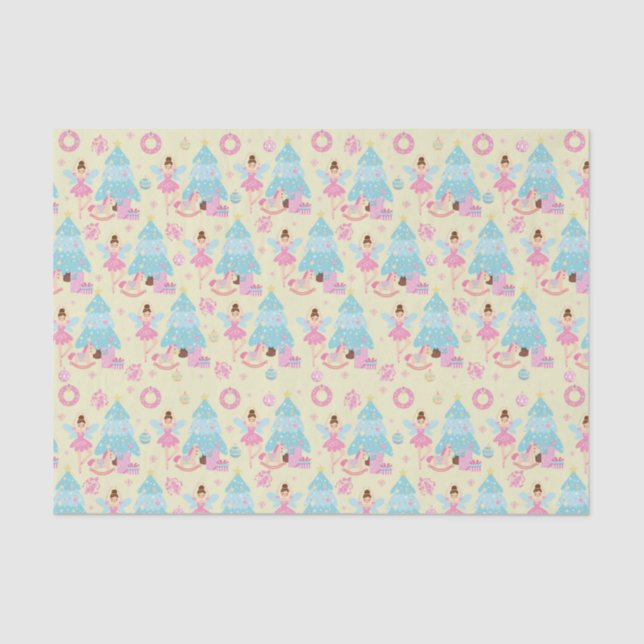 Cute Pink Christmas Nutcracker Ballerina Tissue Paper (Front)