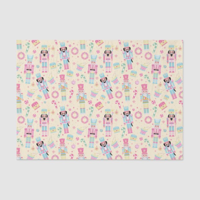 Cute Pink Christmas Nutcracker Ballet Tissue Paper (Front)